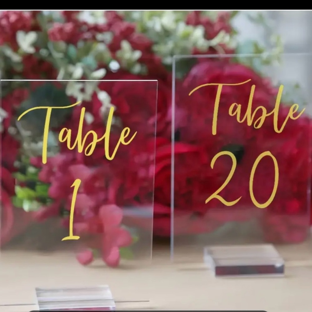 Acrylic table number signs